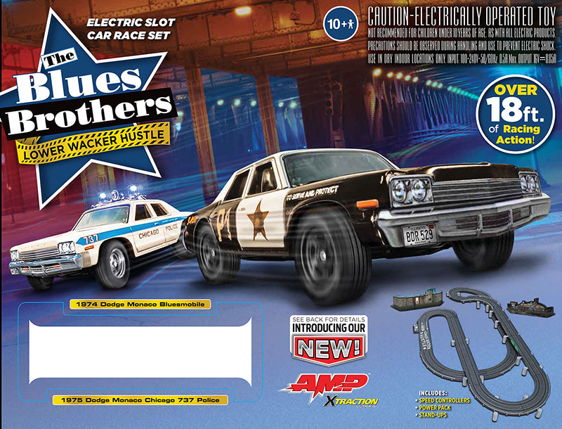 Auto World SRS360 1:64 Blues Brothers - 18 Lower Wacker Hustle Slot Car Set