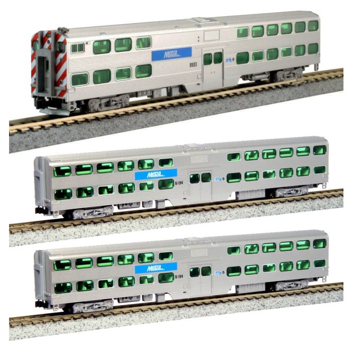 Kato 106-8703-S N Chicago Metra Gallery Bi-Level Commuter w/Sound & DCC