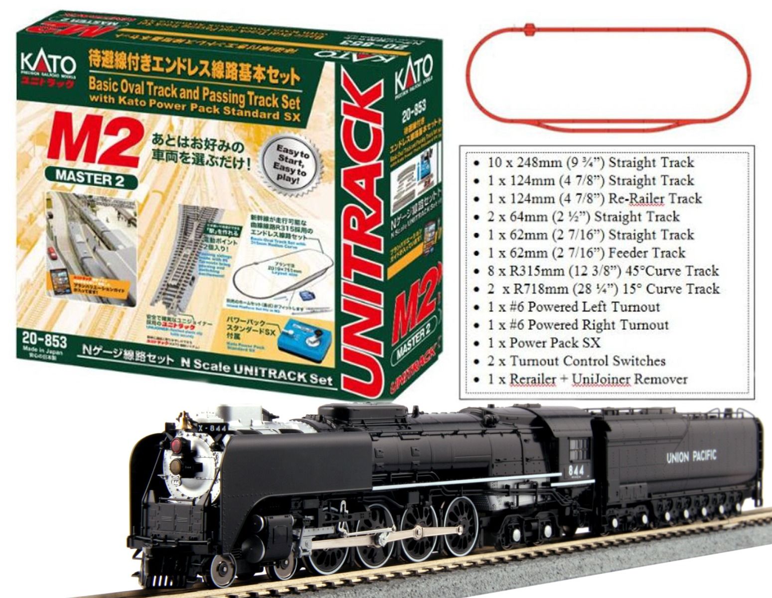 Kato 107-0002 Union Pacific N Gauge FEF Steam Train Set