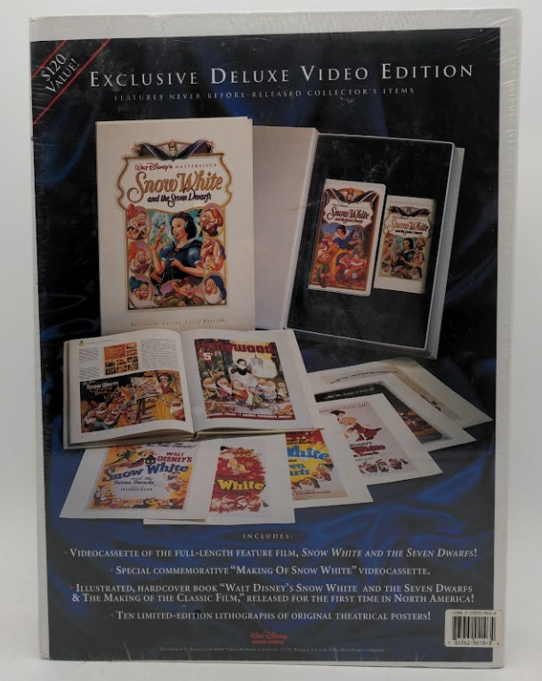 Disney 2921 Masterpiece Snow White & the Seven Dwarfs VHS/Book & Lithographs