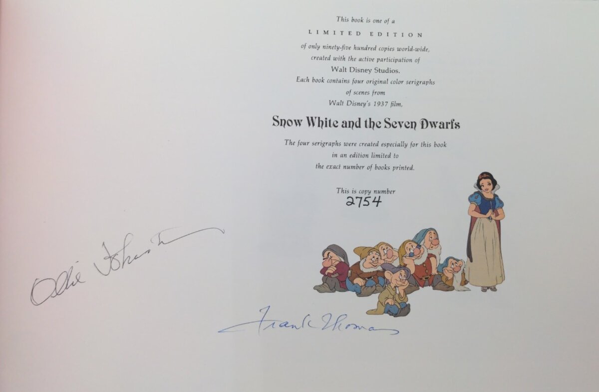 Disney 1978 Snow White Limited Edition Copy # 2754 Autographed Book