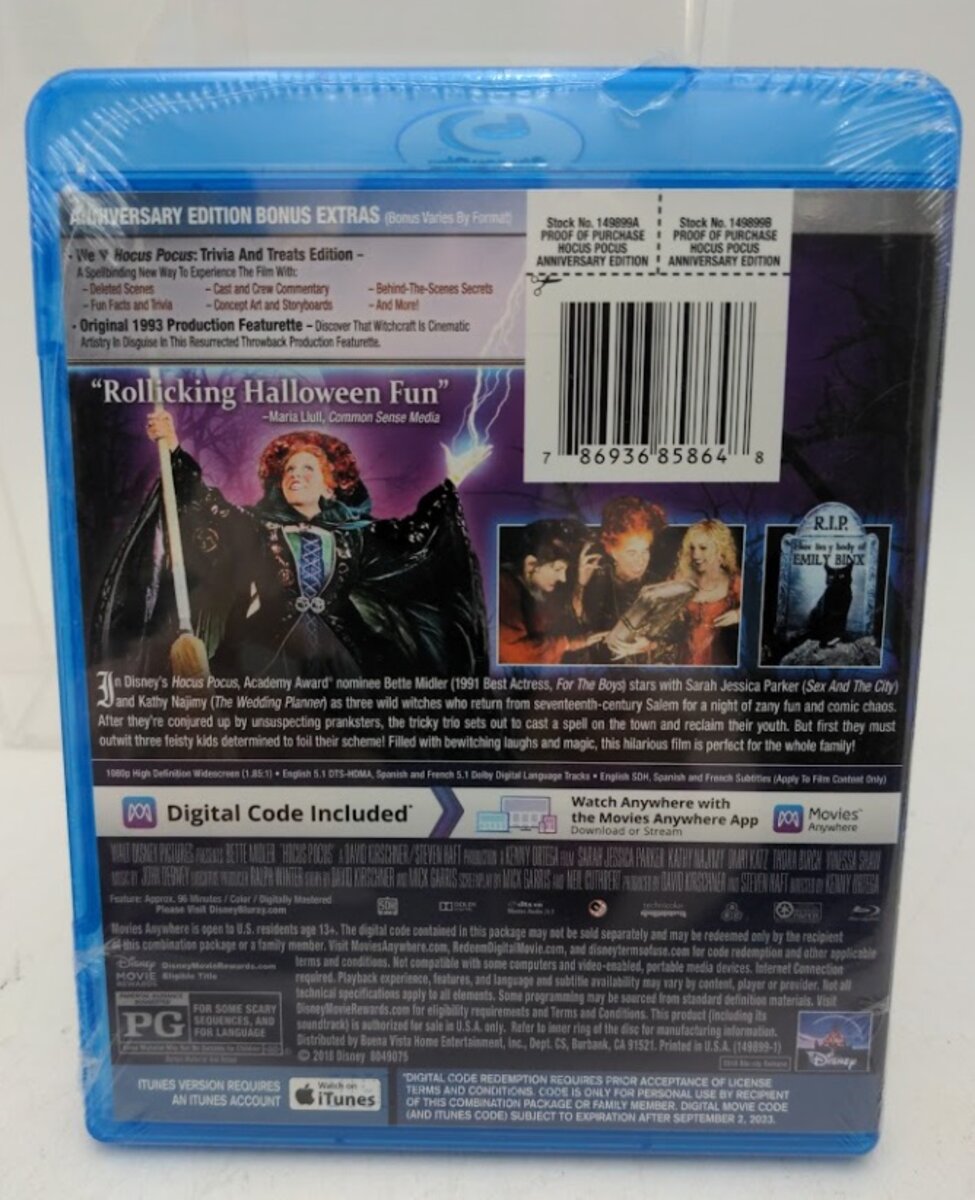 Disney 85864 Hocus Pocus Movie Anniversary Edition Blu-Ray + Digital Code