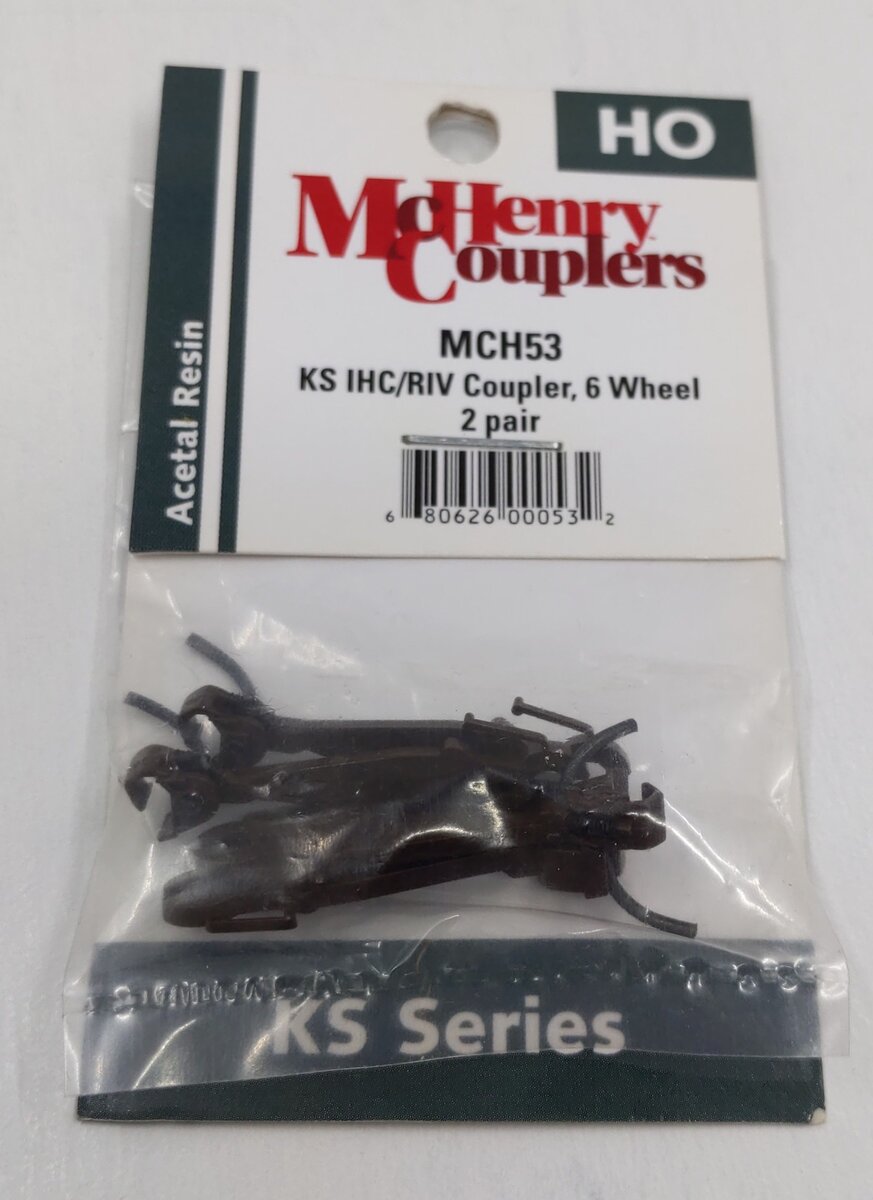 McHenry Couplers MCH53 HO Scale Knuckle Coupler IHS/RIV 6 Wheel (Pack of 2 Pair)