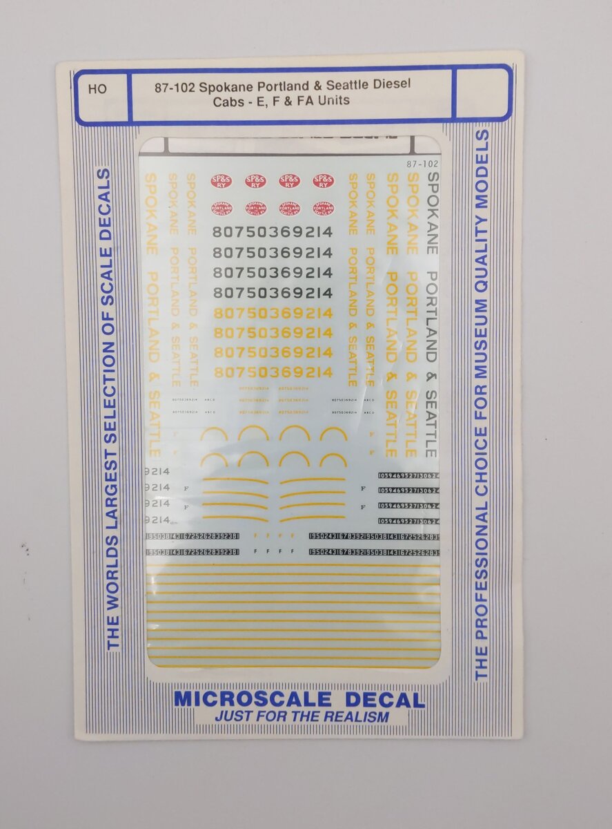 Microscale 87-102 HO Spokane, Portland & Seattle Diesel Cabs E, F & FA Units