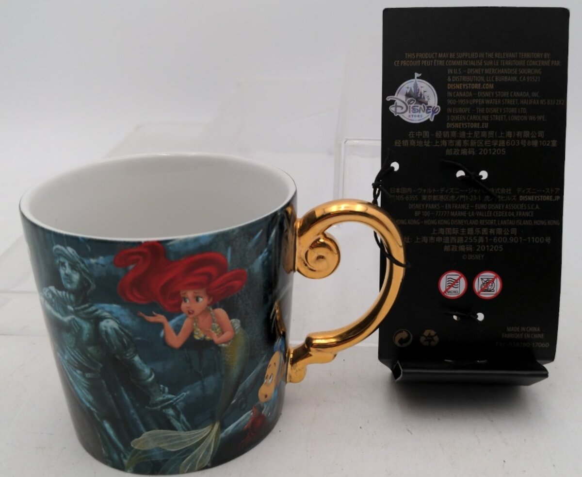 Disney Designer Collection Little Mermaid Ariel Mug Cup Gold Handle W/Spoon D23