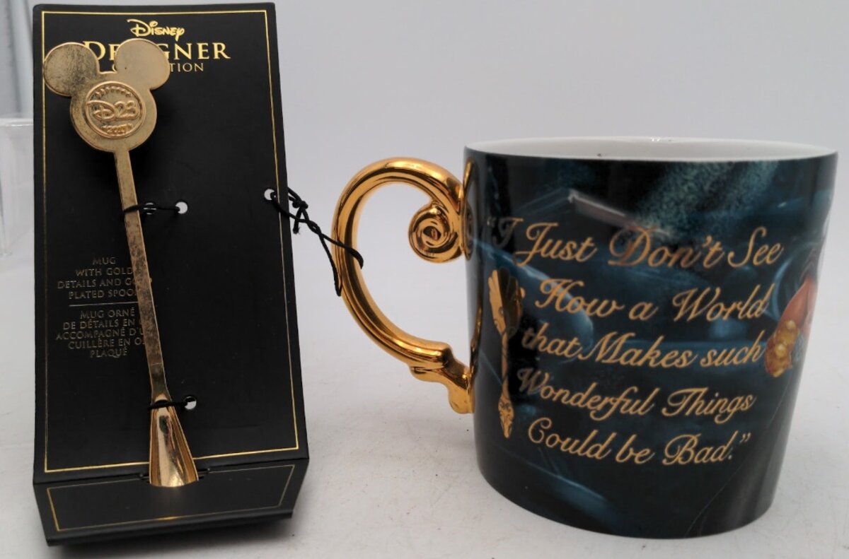 Disney Designer Collection Little Mermaid Ariel Mug Cup Gold Handle W/Spoon D23