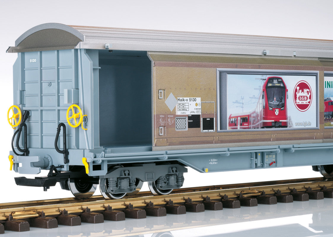 LGB 48576 G Rhaetian Railroad Four-Axle Sliding Wall Boxcar