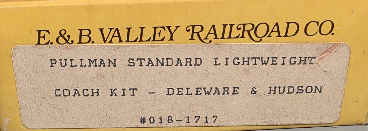 E&B Valley 018-1717 HO Pullman Standard Lightweight Coach Building Kit