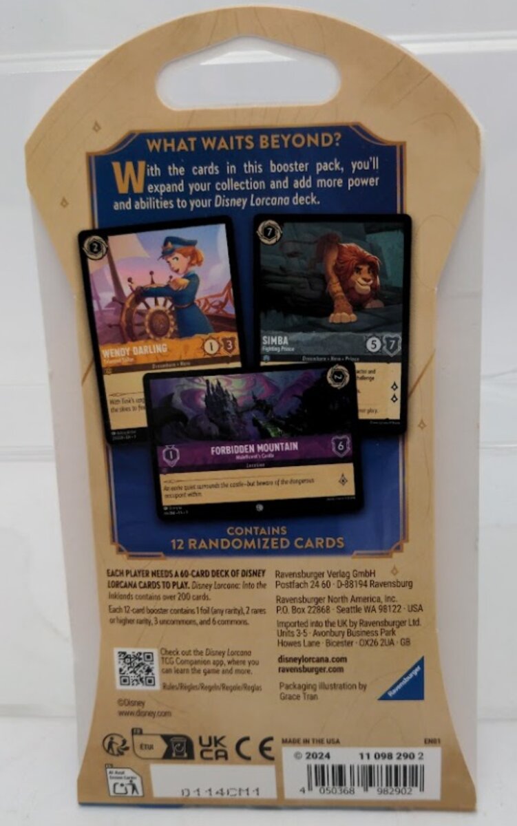 Disney 8290 Lorcana Into the Inklands Sleeved Booster Trading Card Game
