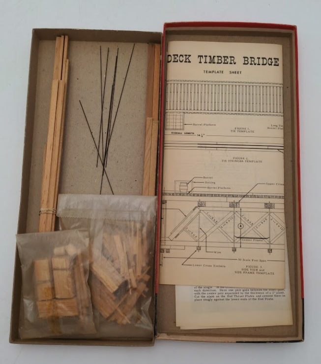 Tru-Scale A761:330 HO Scale Wooden Deck Timber Bridge Craftsman Kit