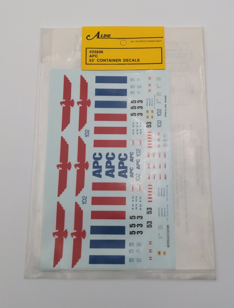 A-Line 25806 HO APC 53' Container Decals