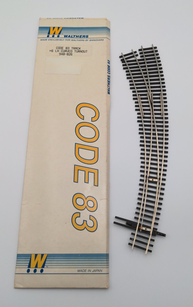 Walthers 948-826 HO Code 83 6" Left Hand Curved Turnout Track