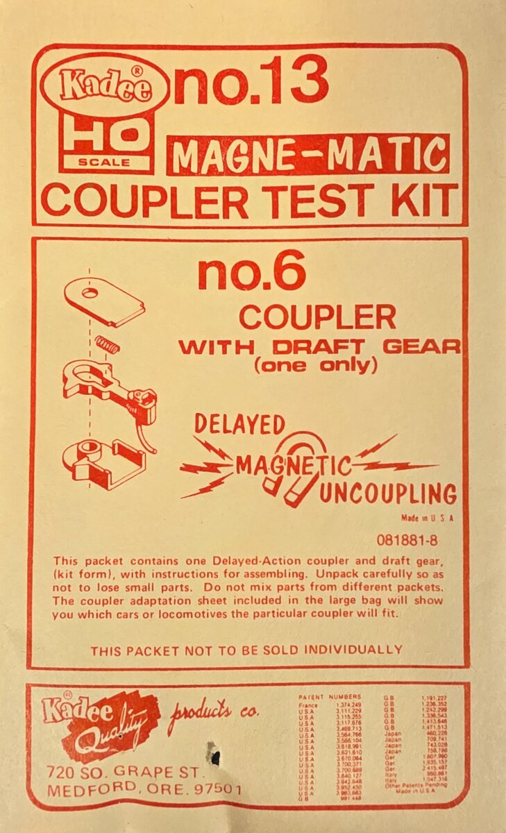 Kadee 13 HO #6 Coupler Test Kit with Draft Gear