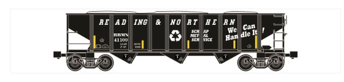 RMT 662122 O Reading & Northern Metal Service 3 Bay Hopper Car