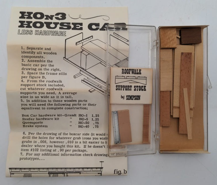 Simpson 139 HOn3 Scale House Car Or Reefer Les Hardware Wood & Metal Kit