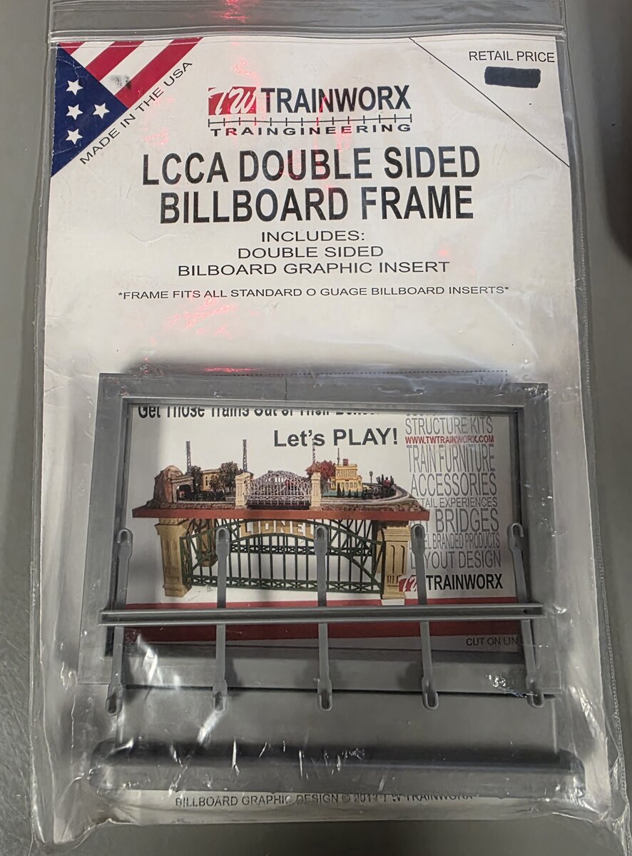 Trainworx Inc. O Gauge LCCA Double Sided Billboard Frame w/Graphic Insert