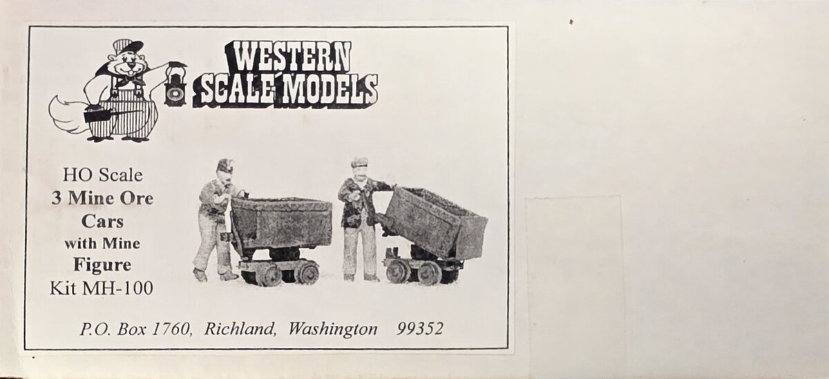 Western Scale Models MH-100 HO 3 Mine Ore Cars with Mine Figure Building Kit