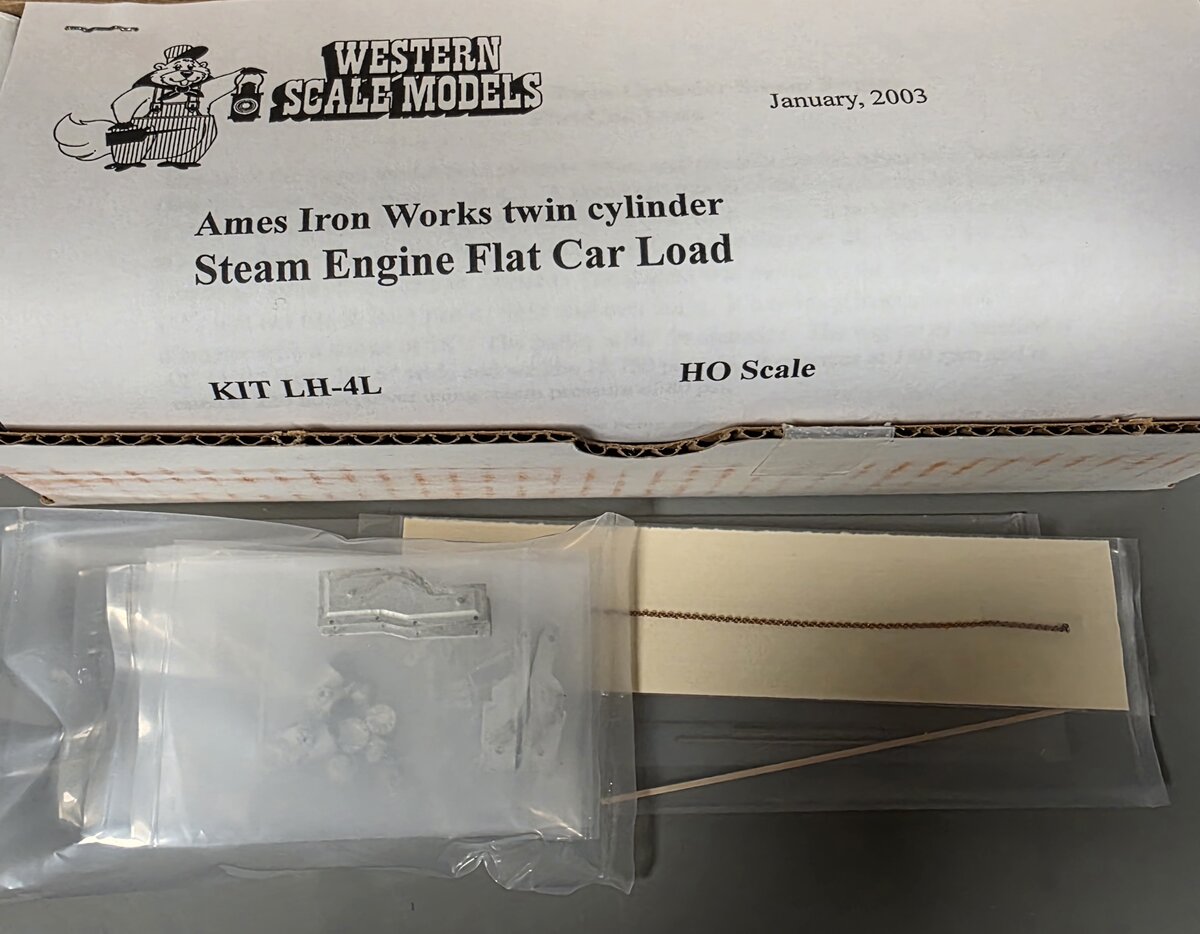 Western Scale Models LH-4L HO Ames Twin Cylinder Steam Engine Flat Car Load Kit