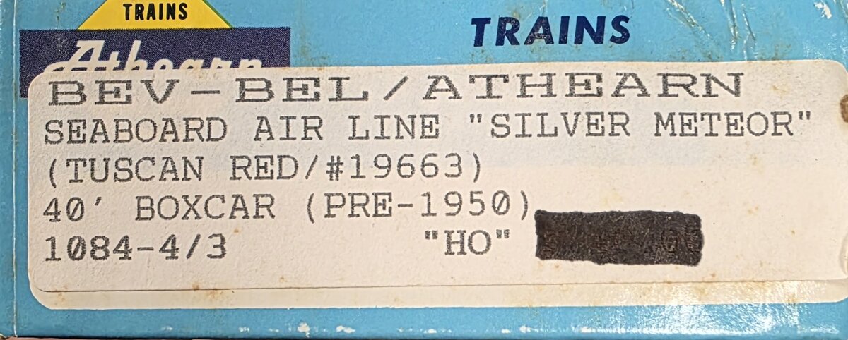 Athearn 1084-4/3 HO Bev-Bel Seaboard Air Line Silver Meteor Red 40' Boxcar Kit