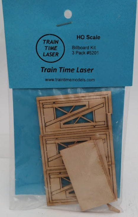 Train Time Models 5201 HO Scale Billboard Laser Cut Kit (Pack of 3)