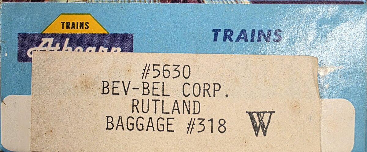 Athearn 5630 HO Bev-Bel Corp. Rutland Baggage #318 Kit