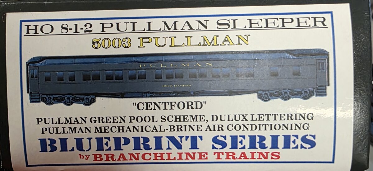 Branchline Trains 5003 HO "Centerford" Pullman Sleeper Kit