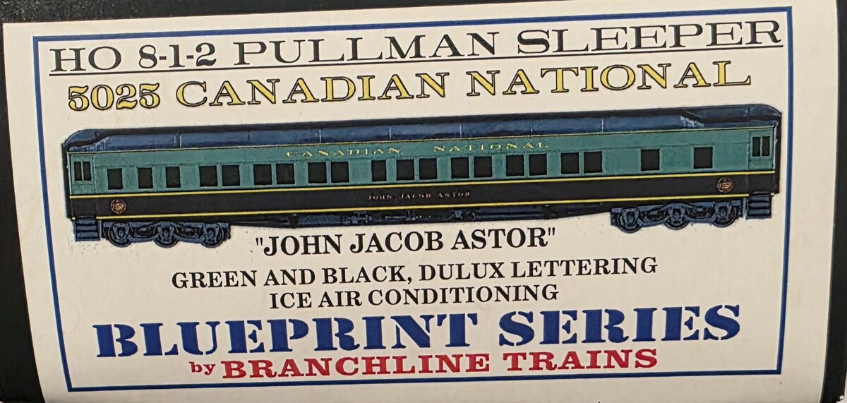 Branchline Trains 5025 HO CN "John Jacob Astor" Pullman Sleeper Kit