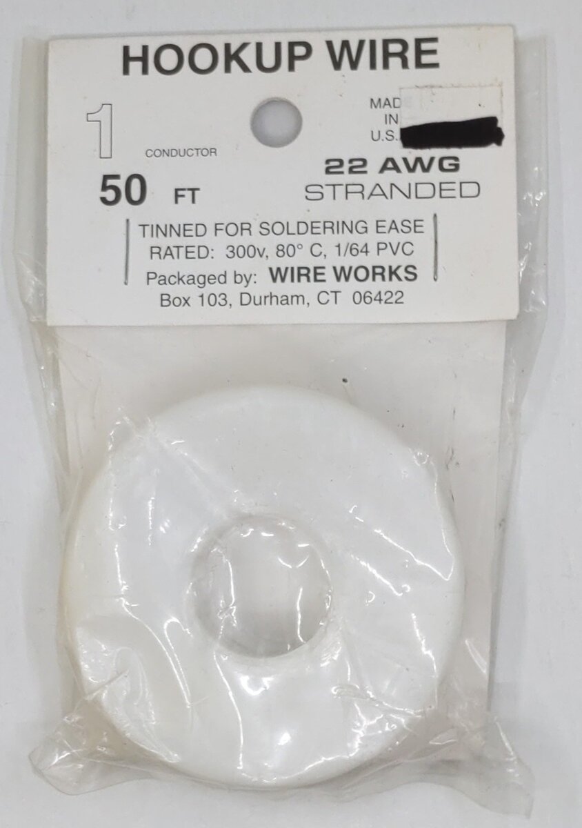 Wire Works H12207050 White Hook-Up Wire 22 AWG Stranded - 1 Conductor / 50ft