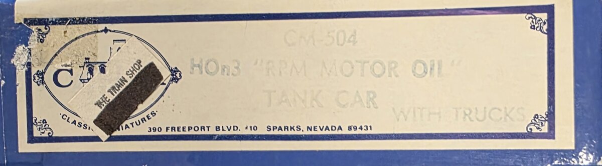 Class Miniatures CM-504 HOn3 RPM Motor Oil Tank Car with Trucks Kit
