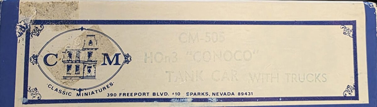 Classic Miniatures CM-505 HOn3 Conoco Tank Car with Trucks Kit