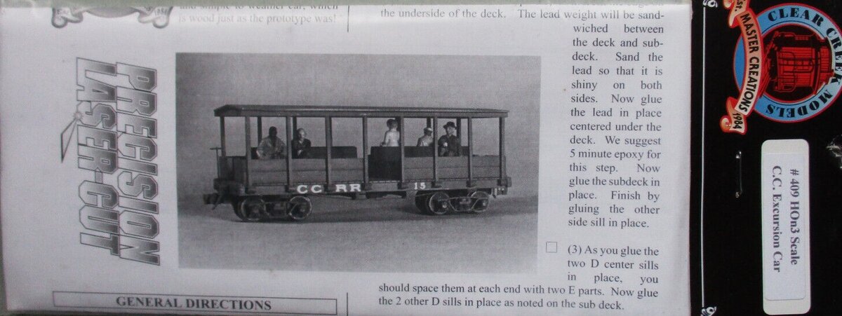 Master Creations 409 HOn3 Colorado Central Railroad Excursion Car Kit