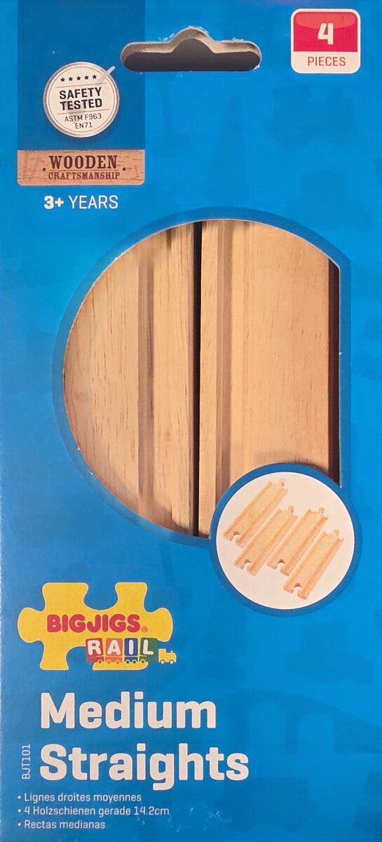 Big Jig Rails Medium Straights Wooden Track Set
