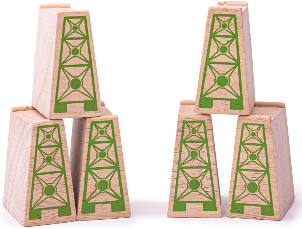 Big Jig Rails BJT053 Wooden High Level Blocks Set of 6 Green