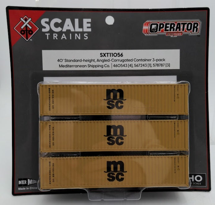 Scale Trains SXT11056 HO Scale MSC 40' Standard Corrugated Container (Pack of 3)