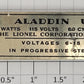 Lionel 115-60 1041 Antique Vintage Lionel "Aladdin U" AC Name Plate