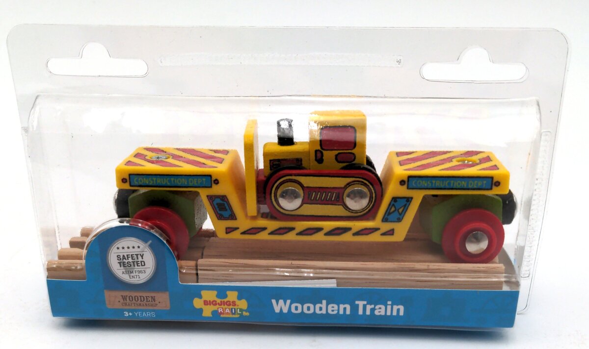 Big Jig Rails BJT415 Wooden Bulldozer Low Loader w/ Track