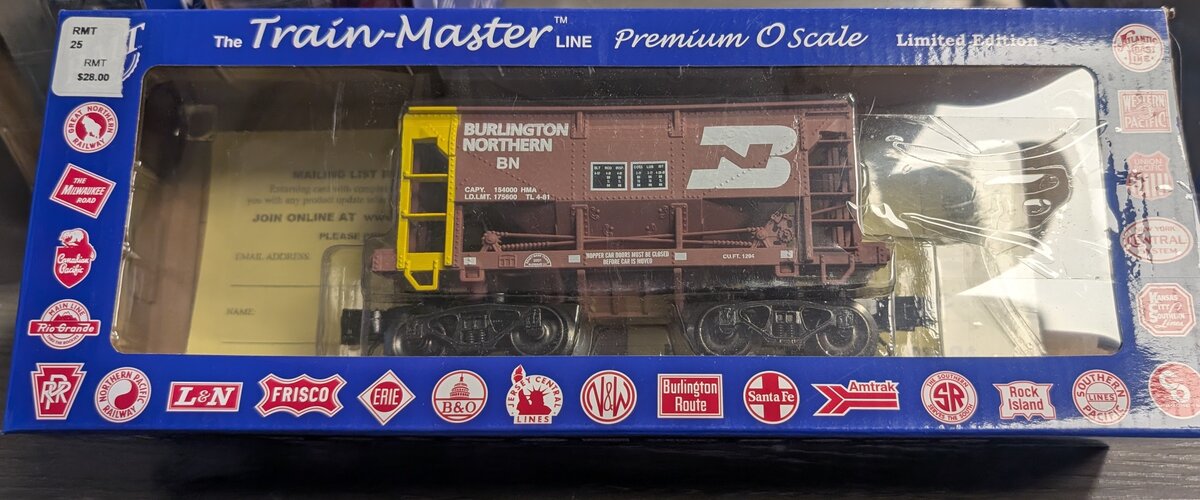 RMT 96728 O Gauge Burlington Northern Ore Car w/Replacement Trucks