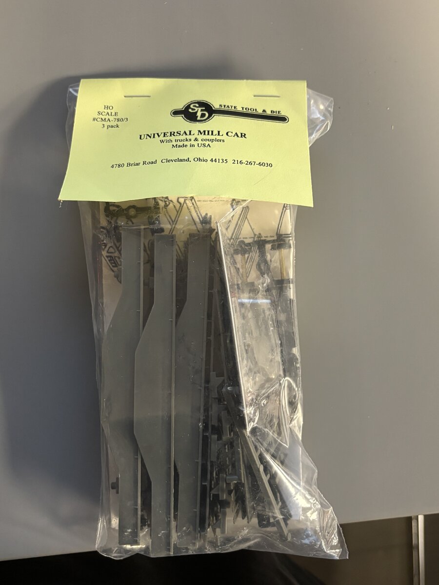 State Tool & Die CMA-780 HO Universal Mill Car With Trucks & Couplers (Bag of 3)