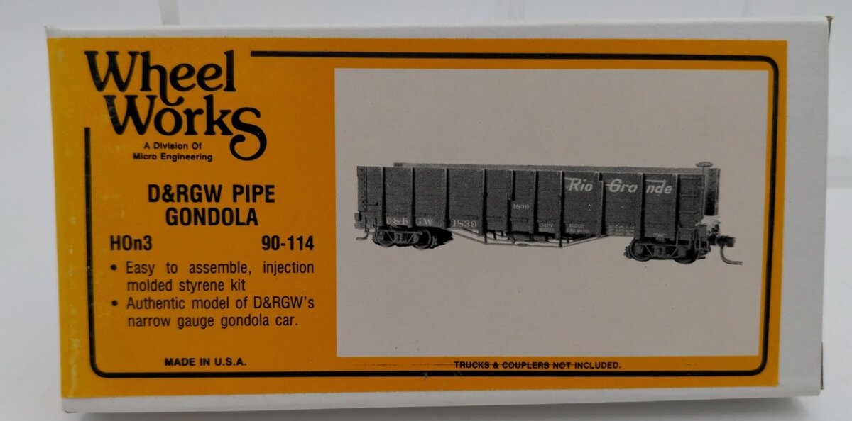 Wheel Works 90-114 HOn3 Scale D & RGW Pipe Gondola Styrene Kit