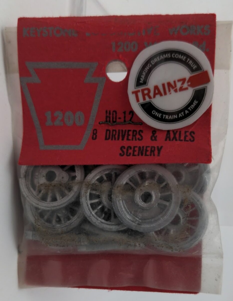 Keystone Locomotive 12 HO Scale 8 Drivers & Axles Scenery White Metal Parts