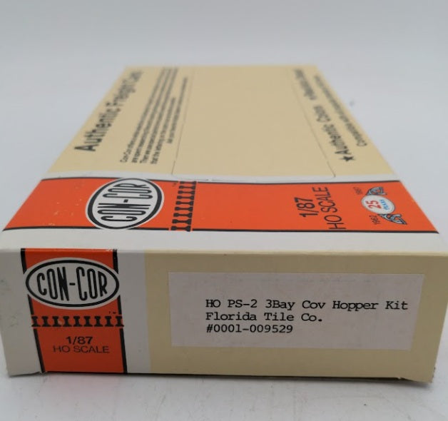 Con-Cor 0001-009529 HO Scale Florida Tile Co. PS-2 3-Bay Covered Hopper Kit