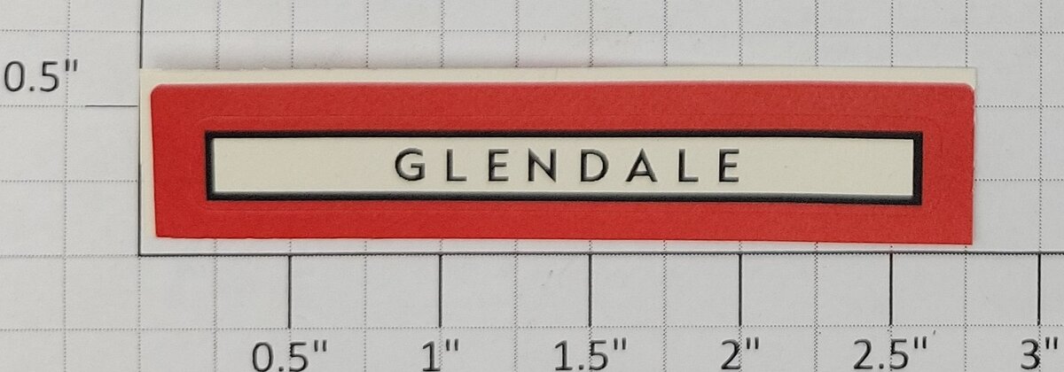 American Flyer FL0236-1 Flyerville "Glendale" Red / Black Border Sign Sticker