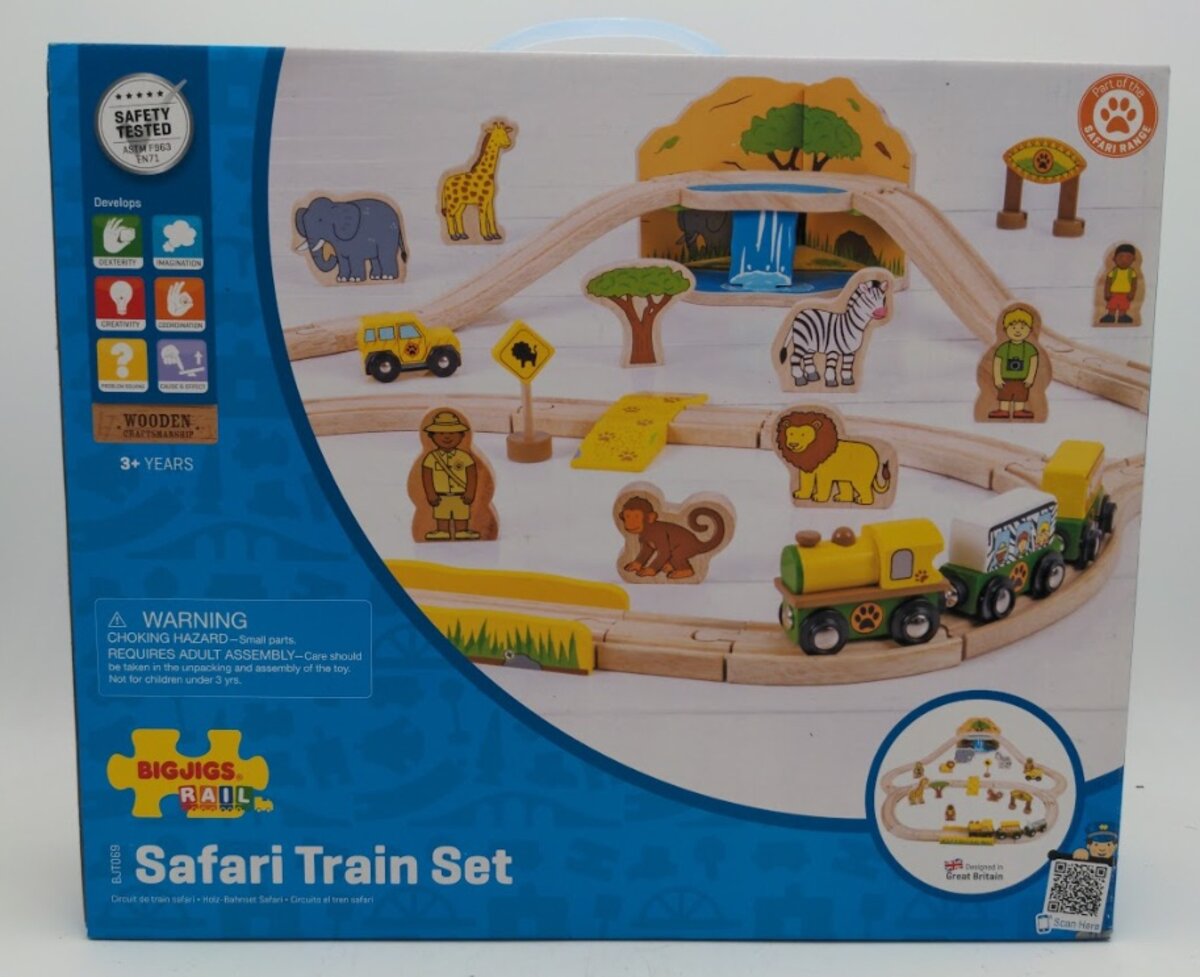 Big Jig Rails BJT069 Wooden Craftsmanship Safari Train Set 3 + Years