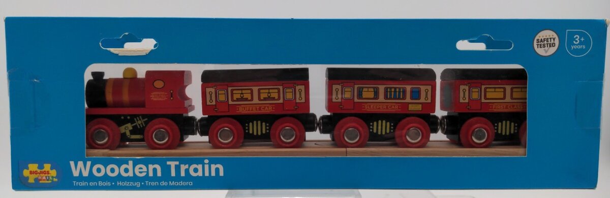 Big Jig Rails BJT431 Red Wooden Train Set 3 + Years Safety Tested