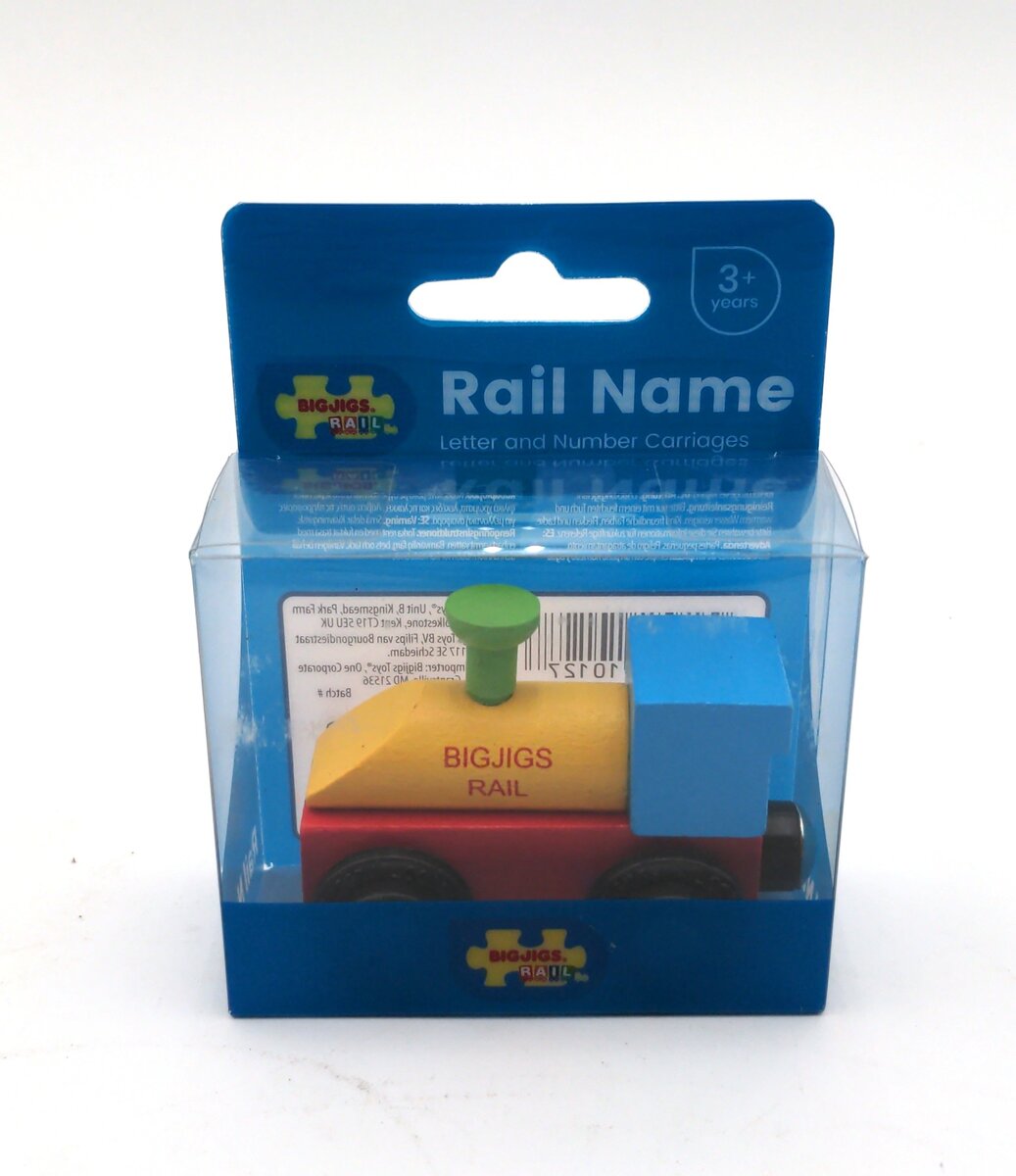 Big Jig Rails BR127 Wooden Rail Name Letter and Number Carriage Wooden Engine