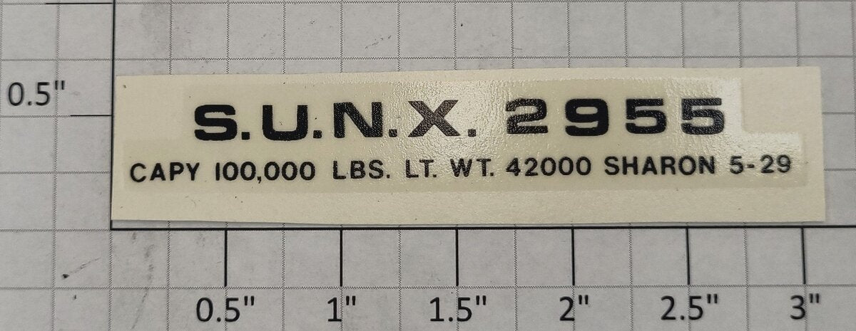 Lionel 2955-10 S.U.N.X. Black Lettering Water Soluble Decal