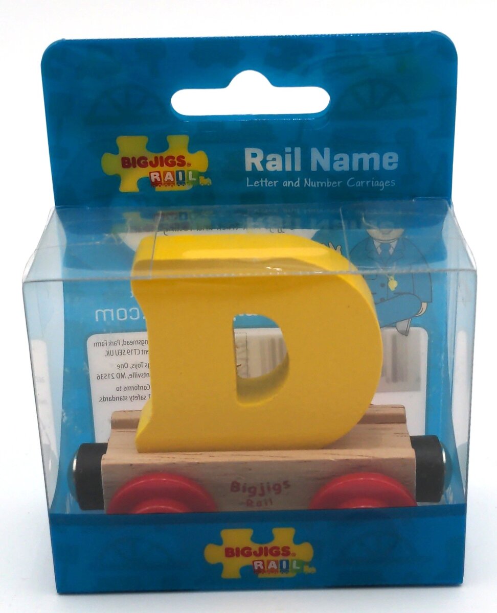 Big Jig Rails BR176  Rail Name "D" Crafstmanship Wooden Car 3 + Years