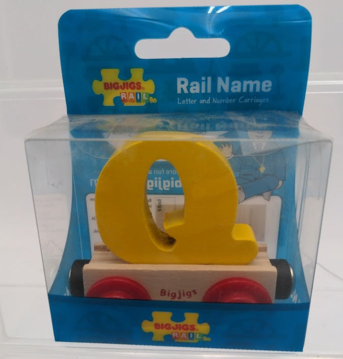 Big Jig Rails 1136 Rail Name "Q" Crafstmanship Wooden Car 3 + Years