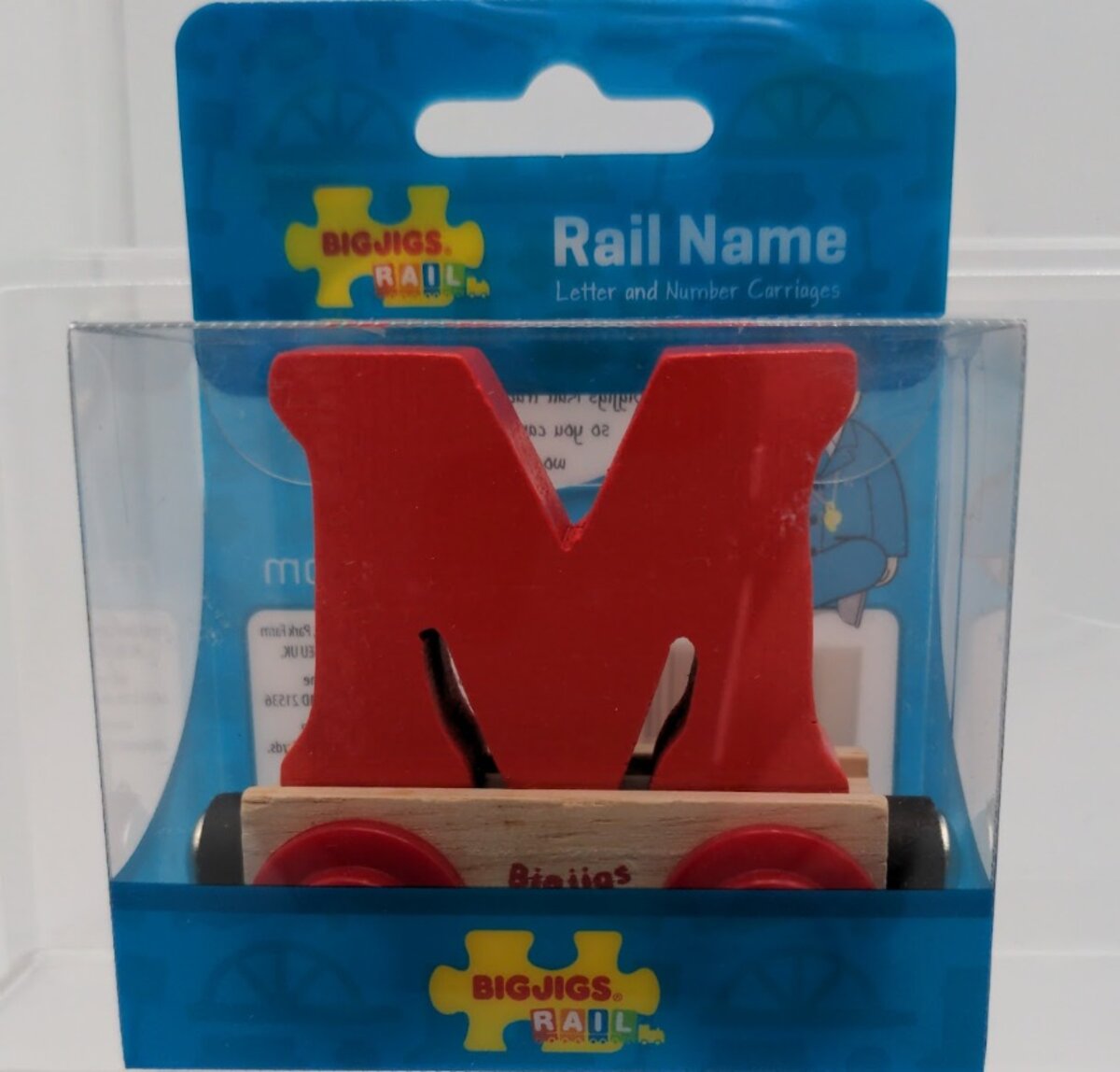 Big Jig Rails BR113 Rail Name "M" Crafstmanship Wooden Car 3+ Years