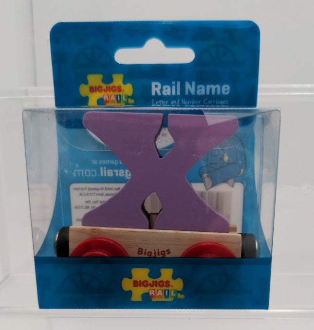 Big Jig Rails BR124 Rail Name "X" Crafstmanship Wooden Car 3 + Years